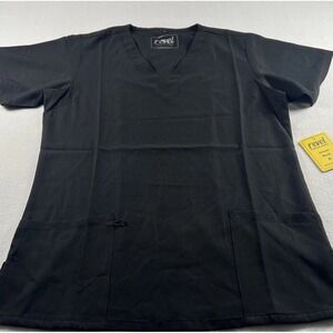Revel‎ Jaxson Scrub Top Men Medium Black NEW Premium Stretch V-Neck Pocket